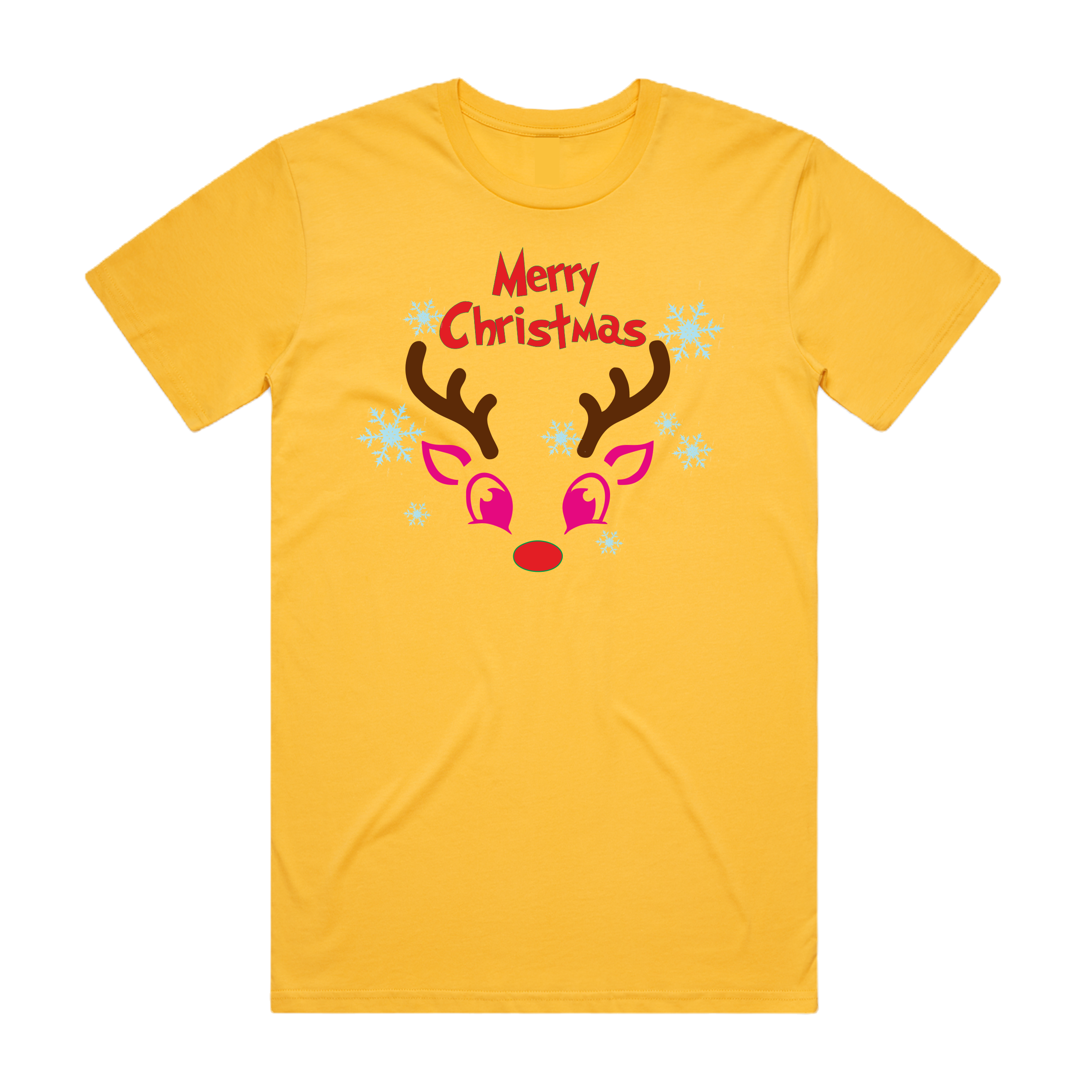 Merry Christmas Rudolph DTG Printed T Shirt