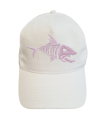 Thumbnail: Skeleton Fish Embroidered Baseball Cap White