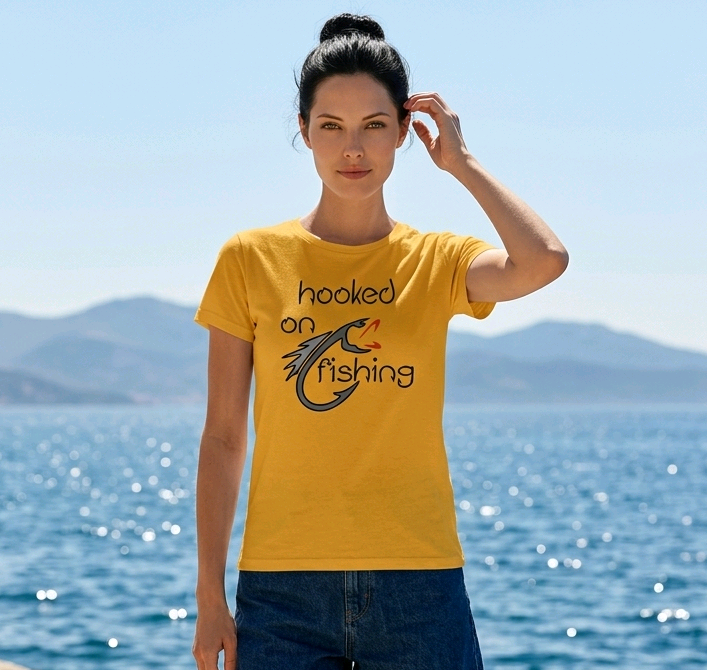 Thumbnail: Hooked On Fishing DTG Printed T Shirt Unisex