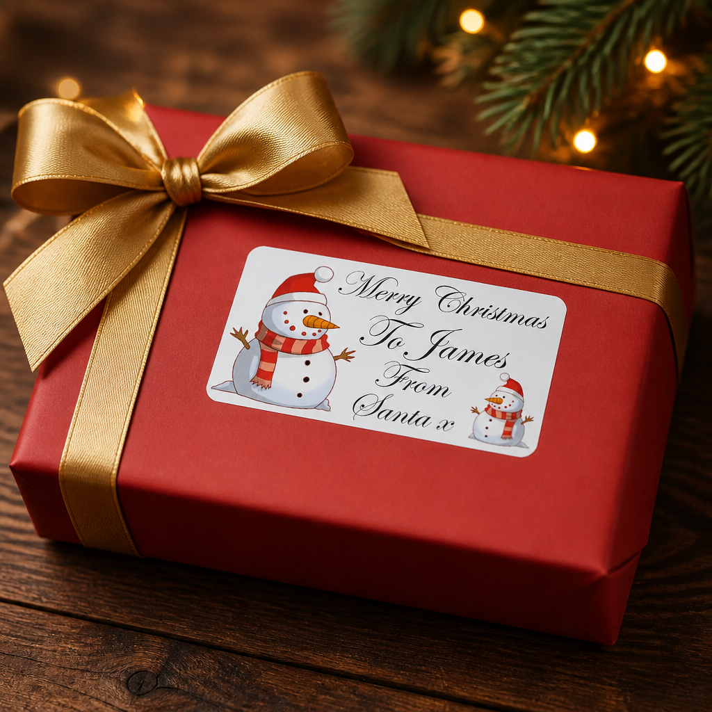 Personalised Christmas Bells Gift Tags Present Stickers, Label, Seal Sweet Cone