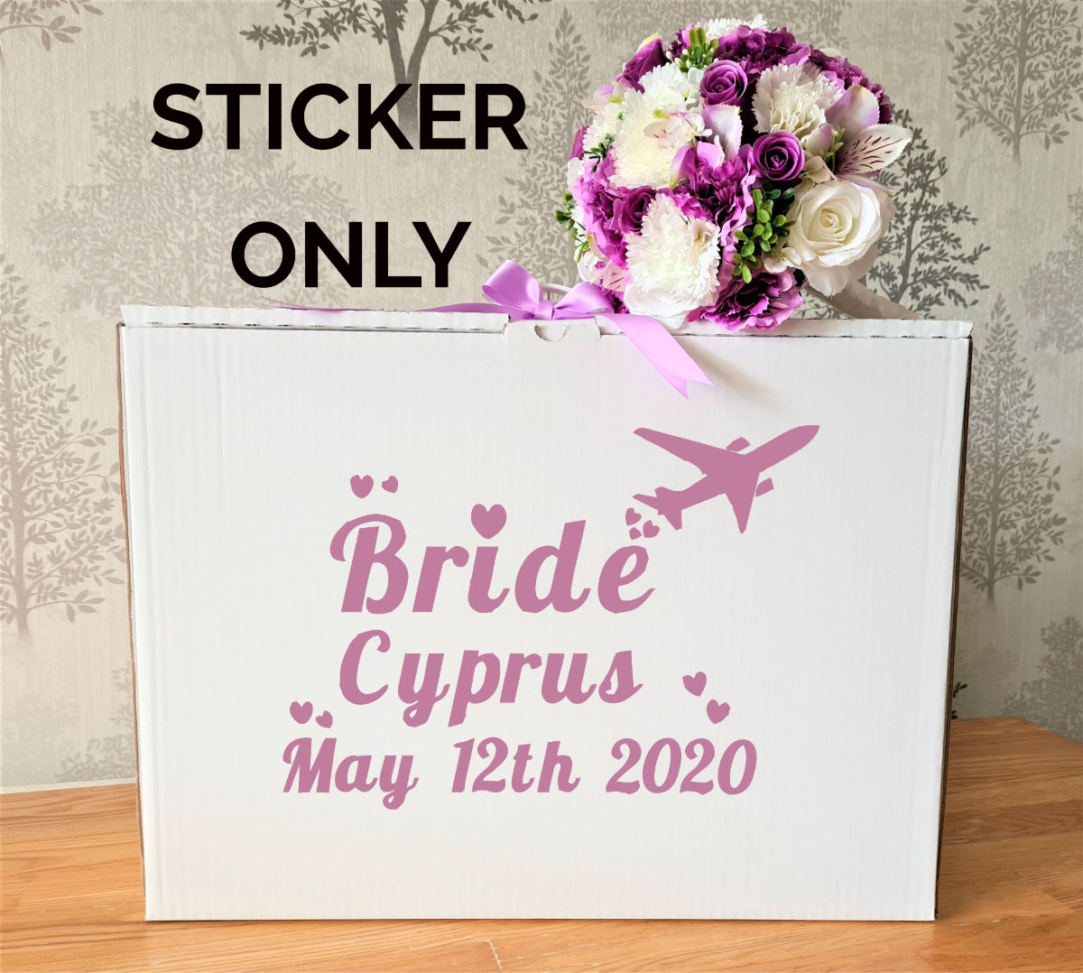 Personalised Aeroplane Bride Wedding Box Sticker Decal