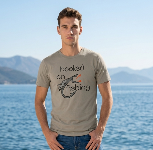 Thumbnail: Hooked On Fishing DTG Printed T Shirt Unisex
