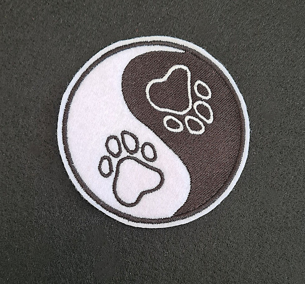 Thumbnail: Ying Yang Paws Embroidered Patch Badge Iron on Sew on.