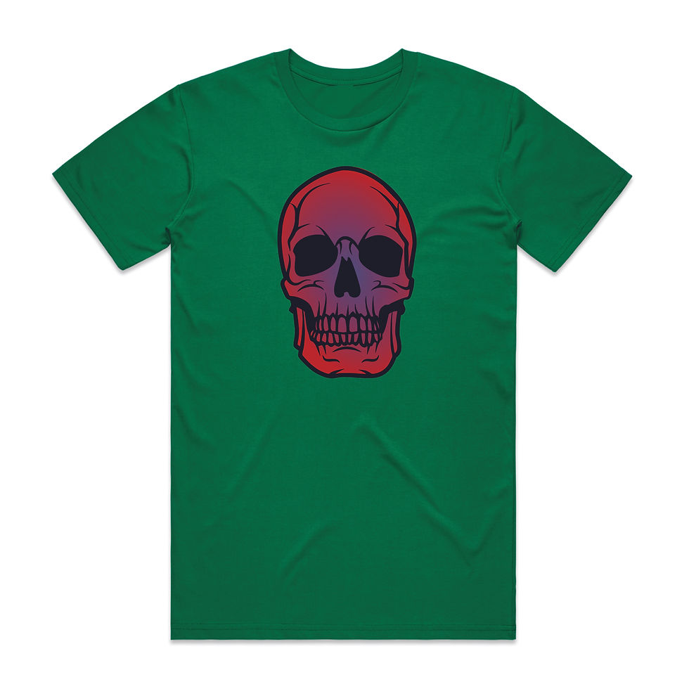 Thumbnail: Skull Multi Coloured Halloween DTG T Shirt Green