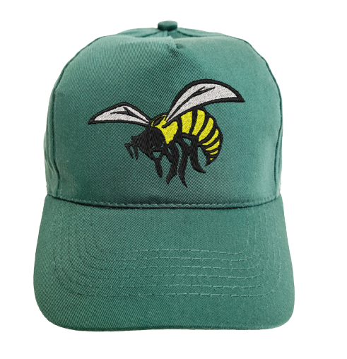 Thumbnail: Wasp / Bee Embroidered base ball cap hat in 15 Colours Bottle Green