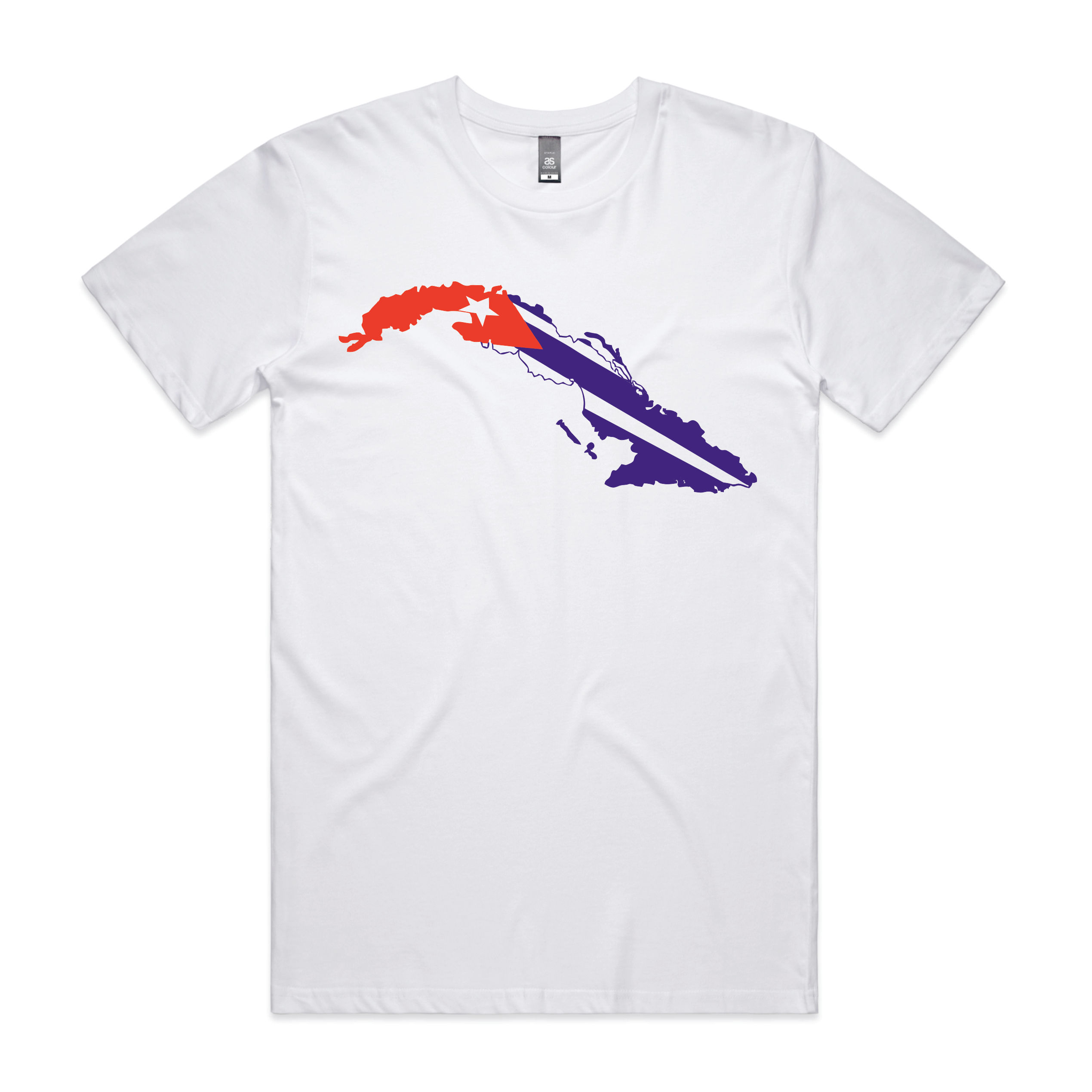 Cuba Map Flag Printed T Shirt