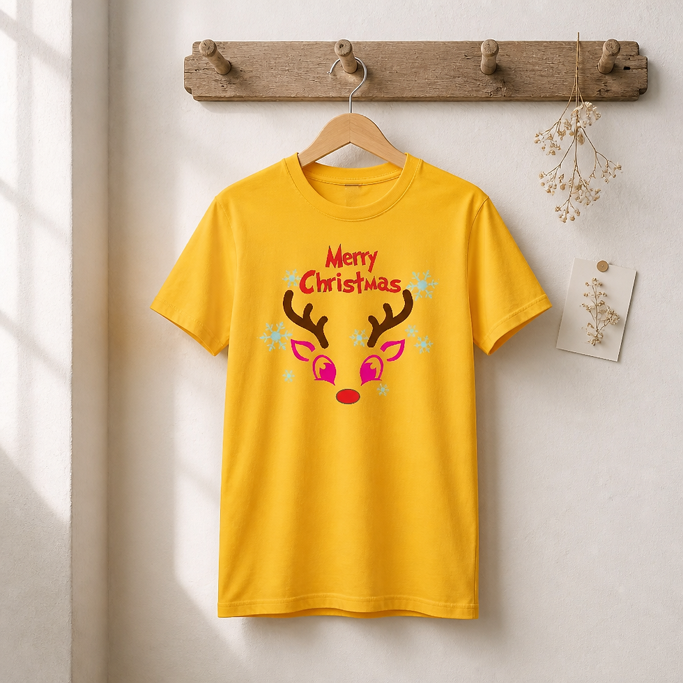Thumbnail: Merry Christmas Rudolph DTG Printed T Shirt