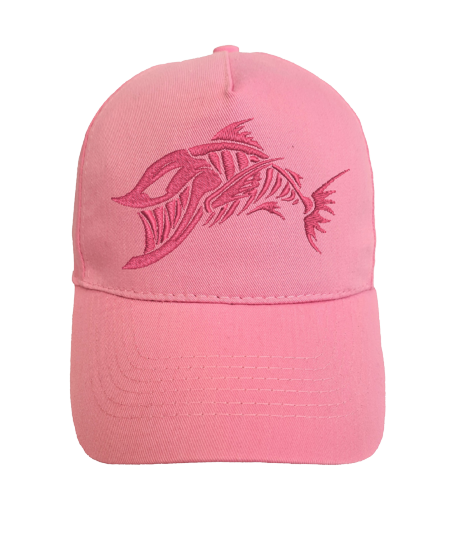 Thumbnail: Devil Fish Skeleton Embroidered Baseball Cap Pink