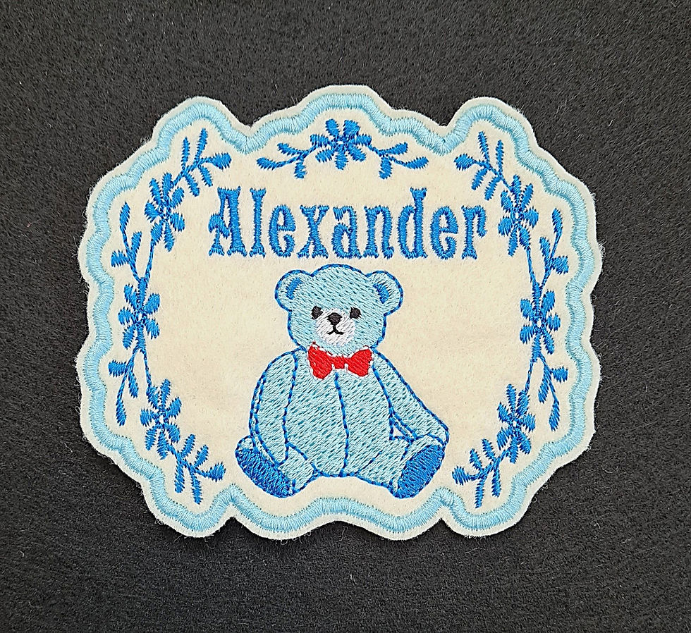Thumbnail: Personalised Embroidered Teddy Bear Name Patch Badge iron on or Sew