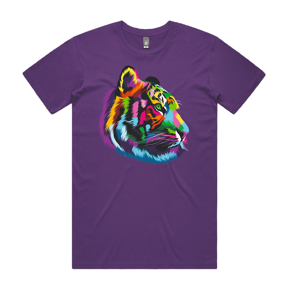Thumbnail: Tiger Head Colourful Printed DTG T-Shirt Unisex