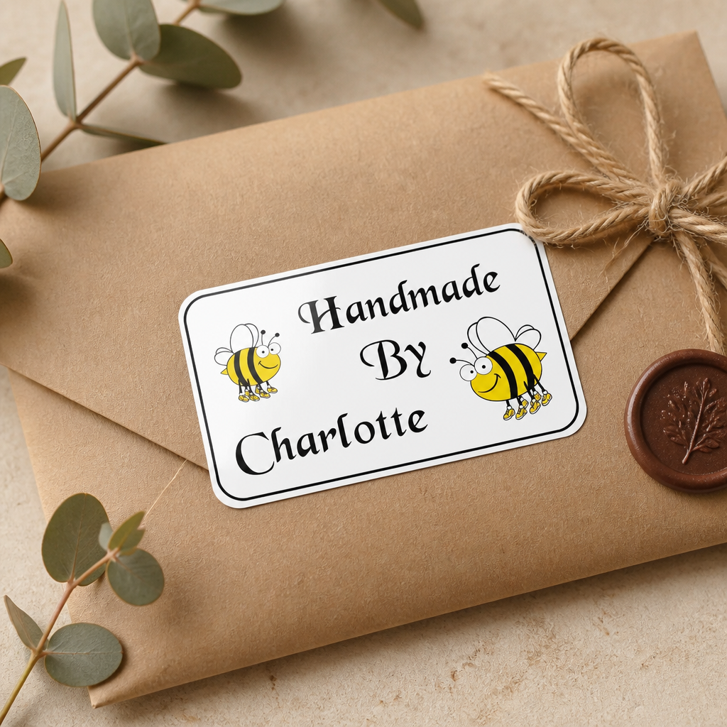 Personalised Handmade By Stickers, Labels, Sweet Cone, Thank you stickers, Custom labels, any message