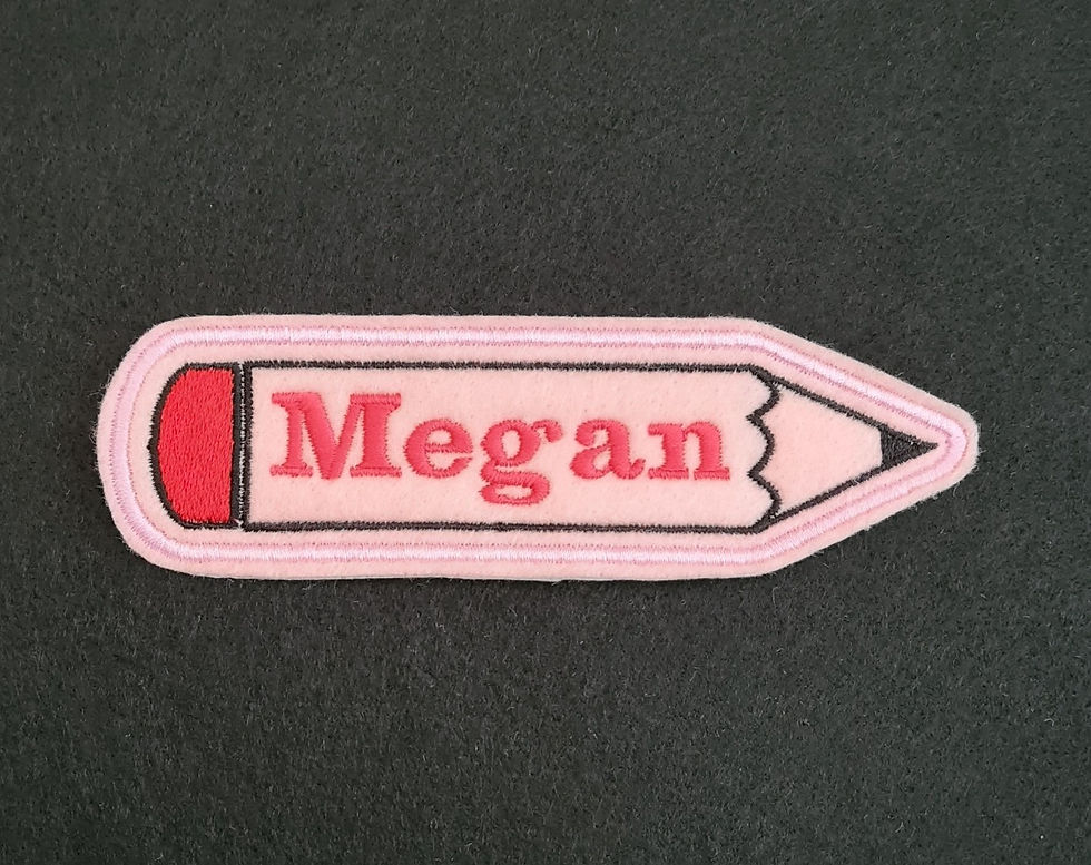 Thumbnail: Personalised Embroidered Pencil Name Patch Badge Girls Boys Iron on or sew