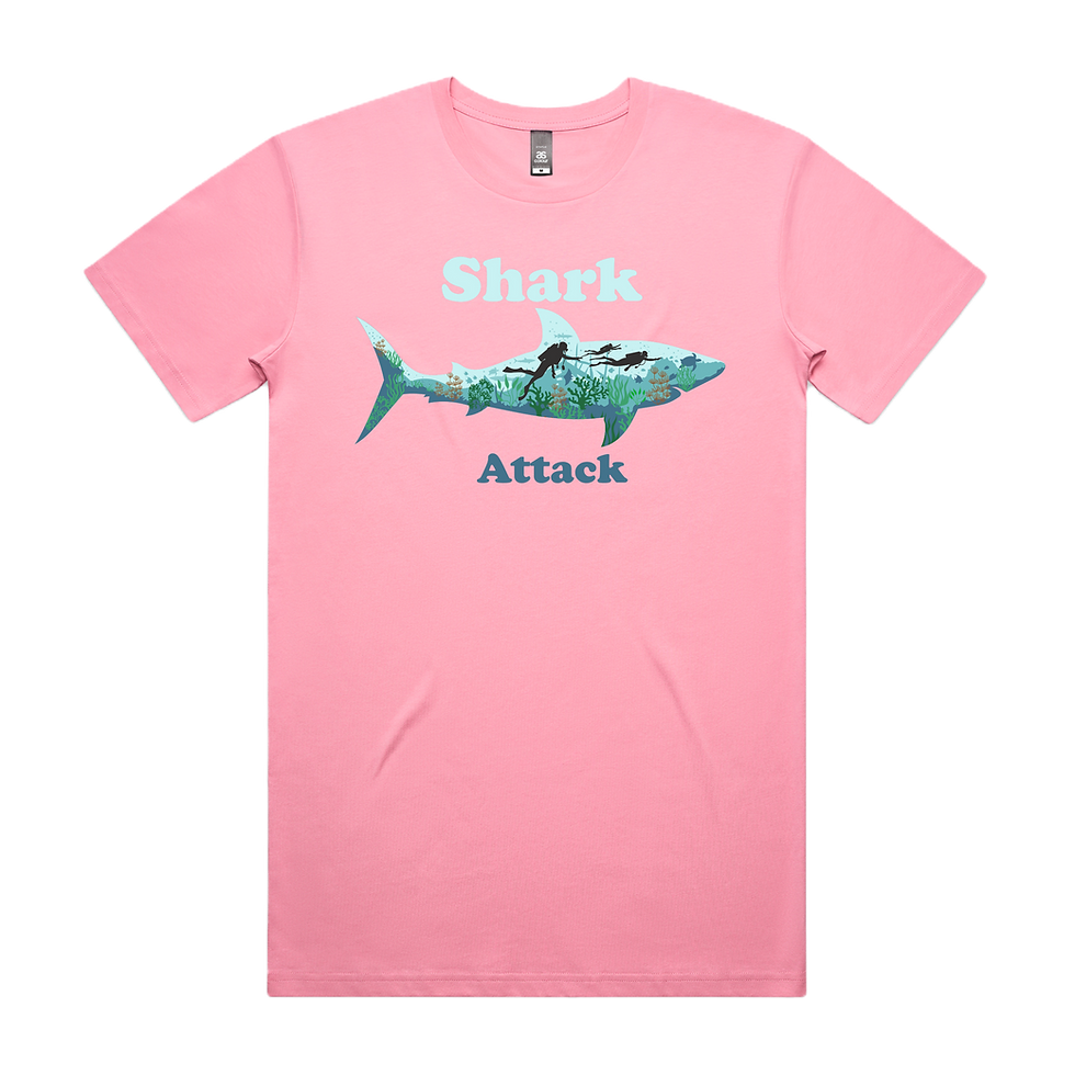 Thumbnail: Shark Attack DTG Printed T Shirt Unisex