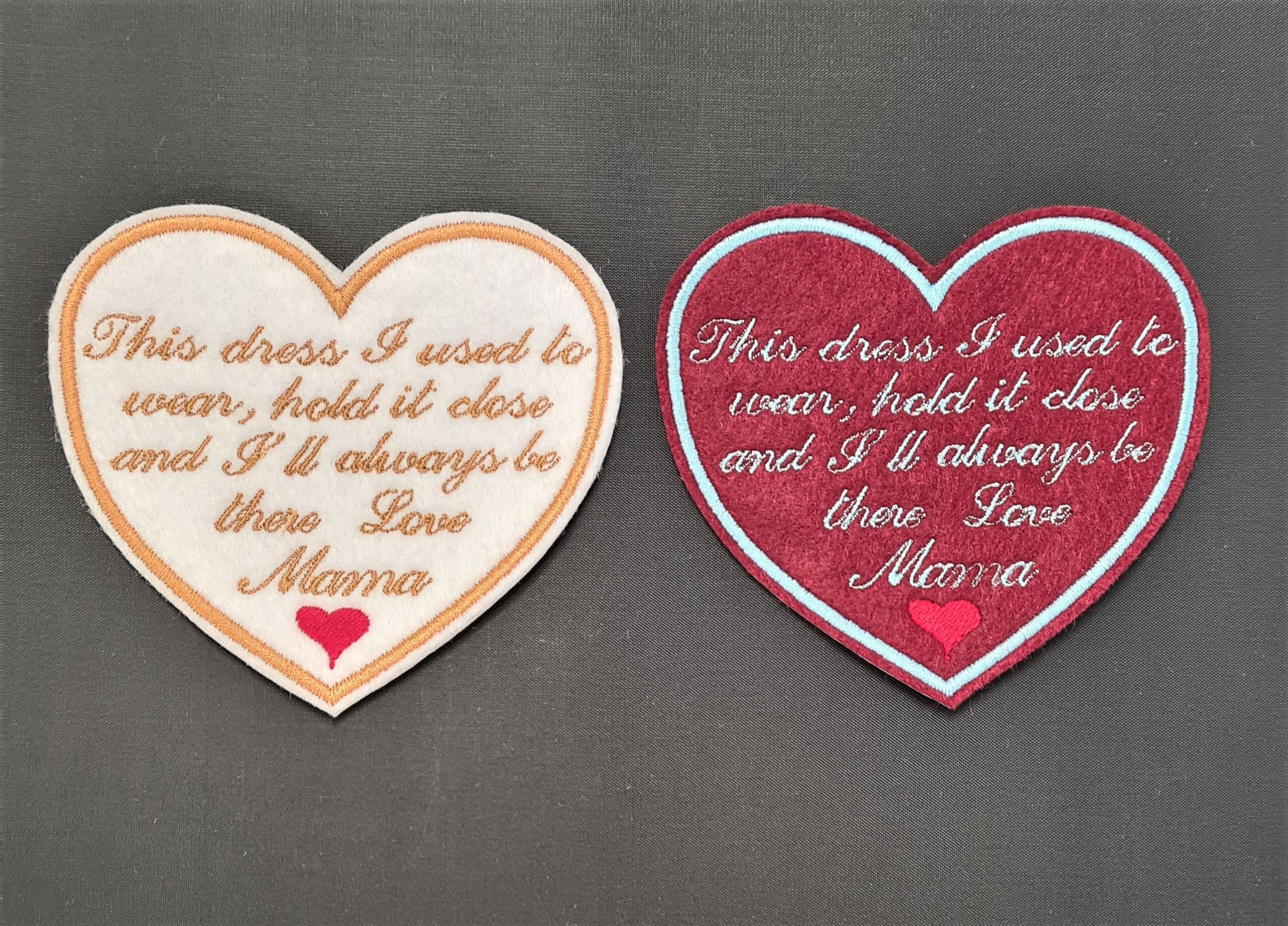 This dress i used to Wear hold it close Personalised Heart Patch Badge