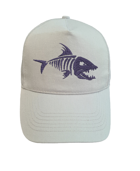 Thumbnail: Skeleton Fish Embroidered Baseball Cap Grey