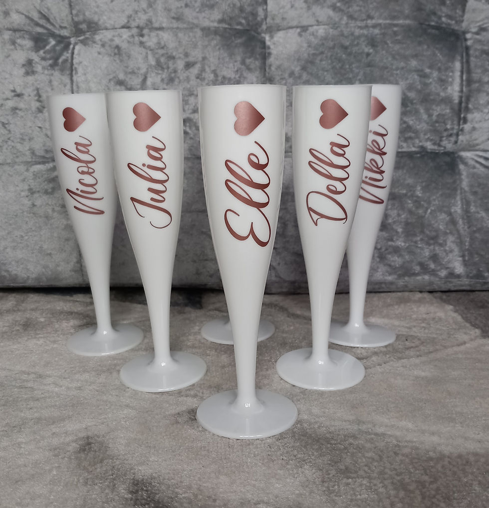 Personalised White Champagne Prosecco Flutes