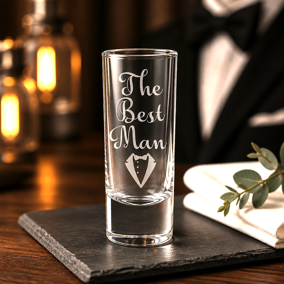 Thumbnail: Engraved Personalised Wedding Role Shot Glasses