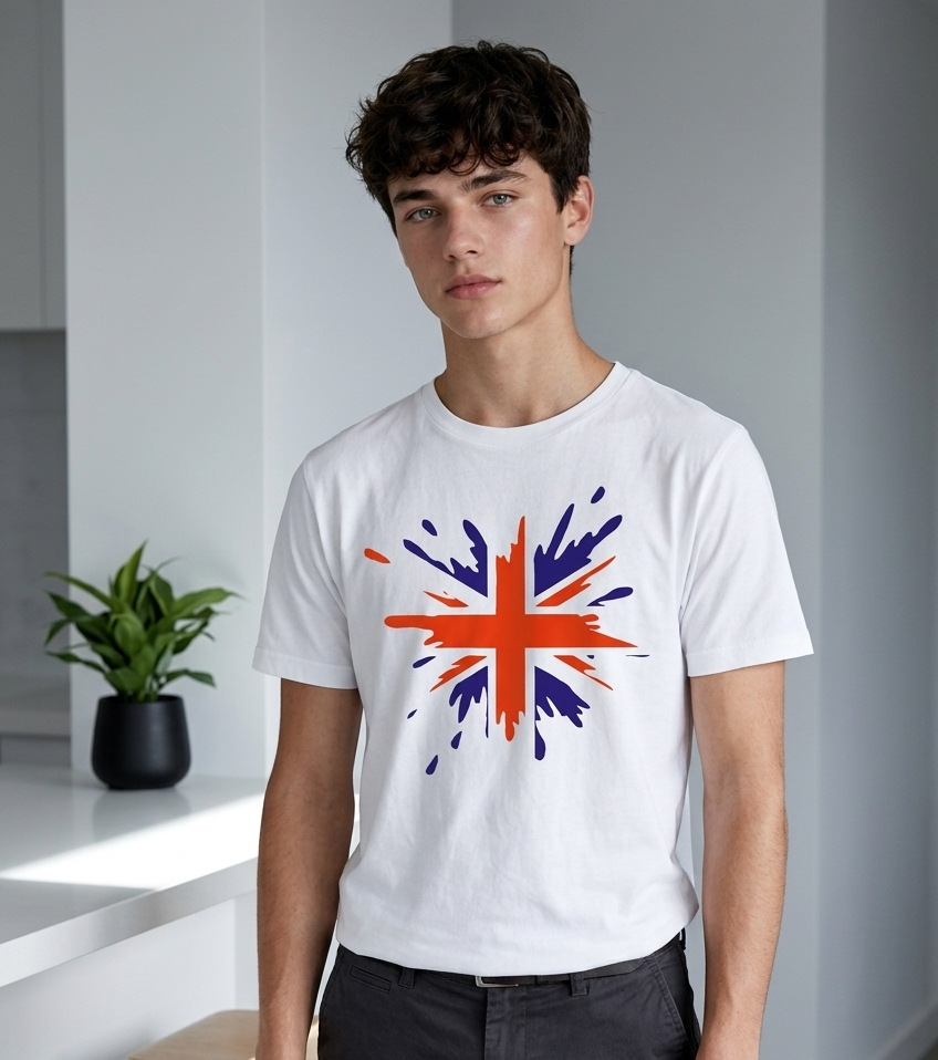 England Splash Flag DTG Printed T Shirt Unisex