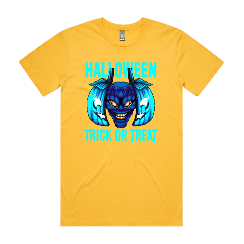 Thumbnail: Trick or Tread Halloween Printed DTG T-Shirt Yellow