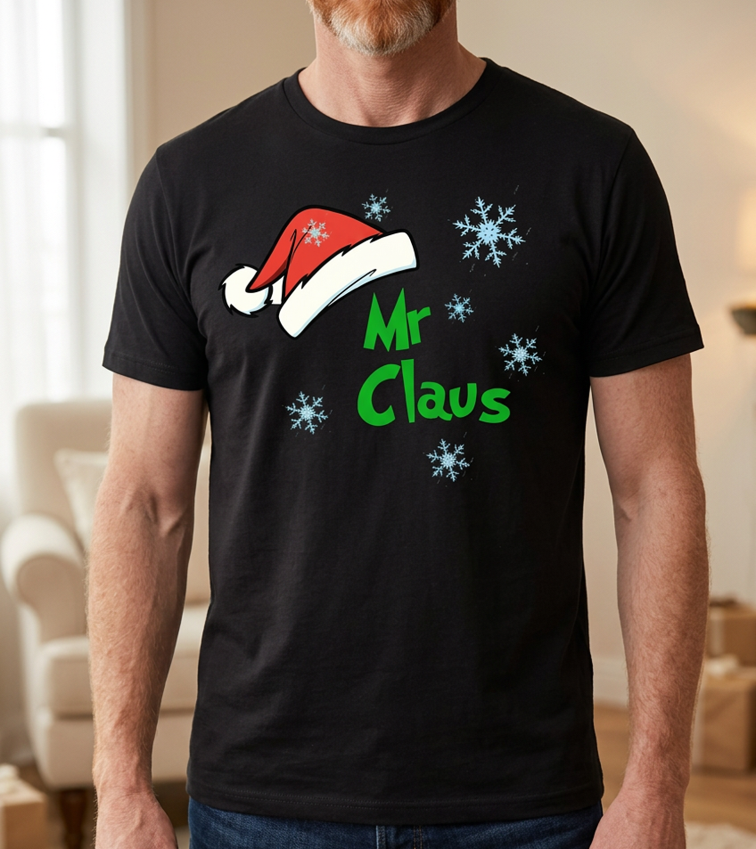 Mr Claus Christmas T Shirt DTG Printed