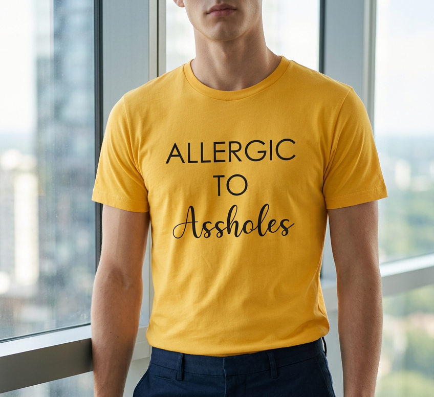 Allergic To Assholes DTG Printed T Shirt Unisex