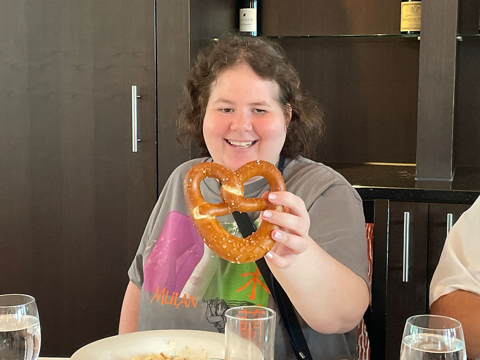 pretzels on board a river cruise in Germany