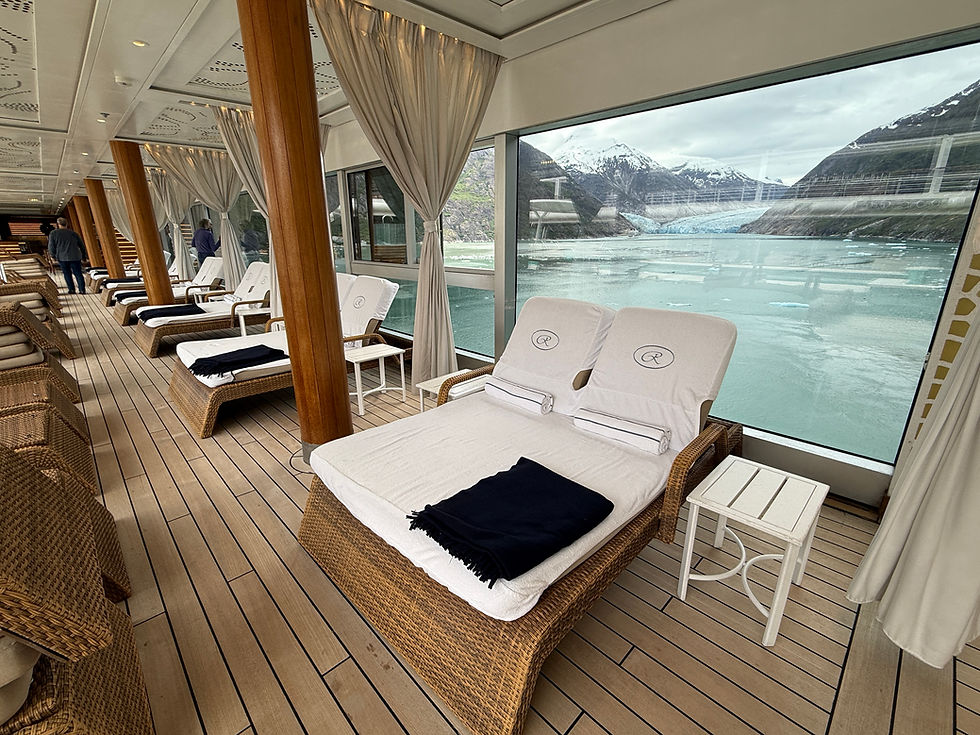 Pool loungers on luxury cruise line in Alaska