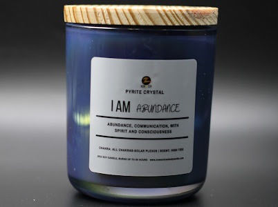 Thumbnail: I Am Abundance Candle | 16oz Handmade Soy Wax Candle with Pyrite Crystal