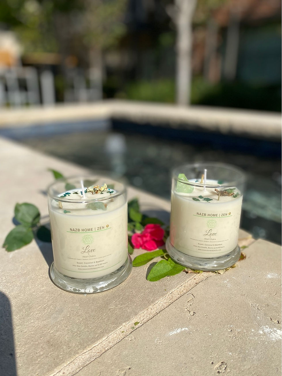 Thumbnail: Love Candle with Green Calcite Crystal (Heart Chakra)
