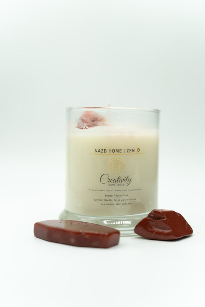 Thumbnail: Creativity Candle with Carnelian Crystal (Sacral Chakra)