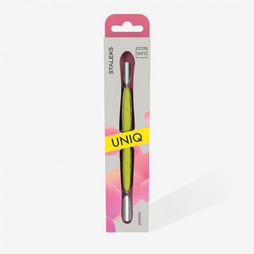 Thumbnail: Manicure pusher Gummy with yellow silicone handle UNIQ 10 TYPE 2 (rounded narrow