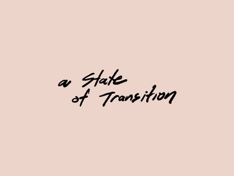 Black, handwritten text of the words 'A State of Transition'