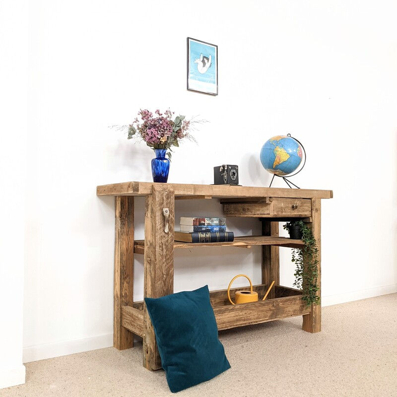 Miniature : Etabli en bois massif industriel