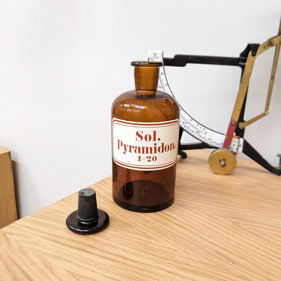 Ancien Flacon d'apothicaire vintage "Sol Pyramidon"