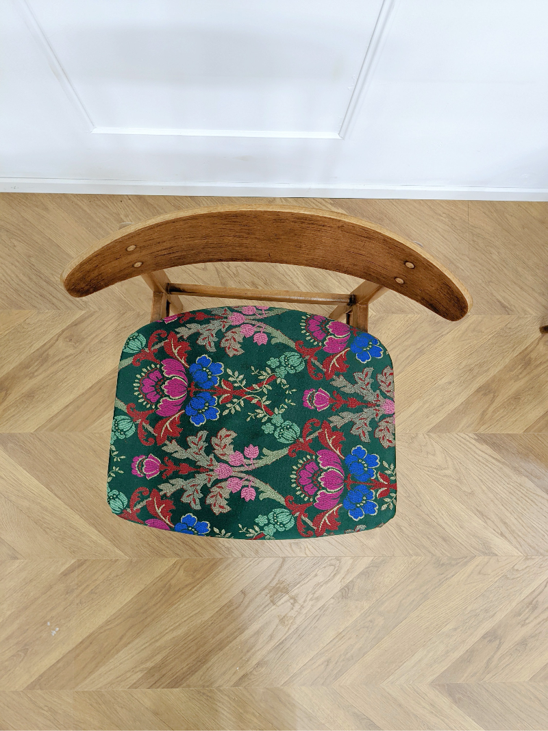 Miniature : 4 chaises sax tissus en teck vintage