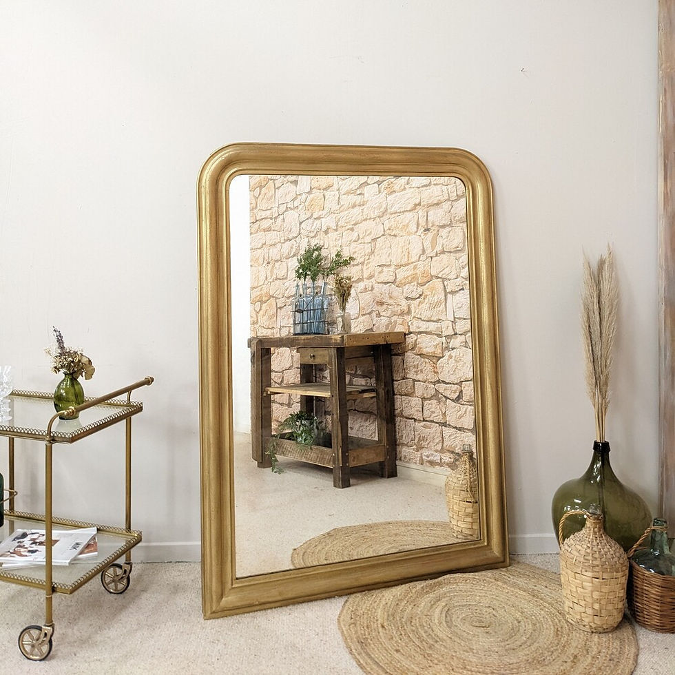 Miroir ancien Louis Philippe doré lisse
