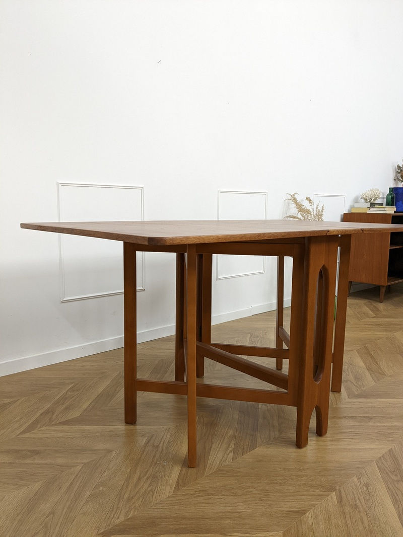 Miniature : Table scandinave en teck à rabat vintage rétro