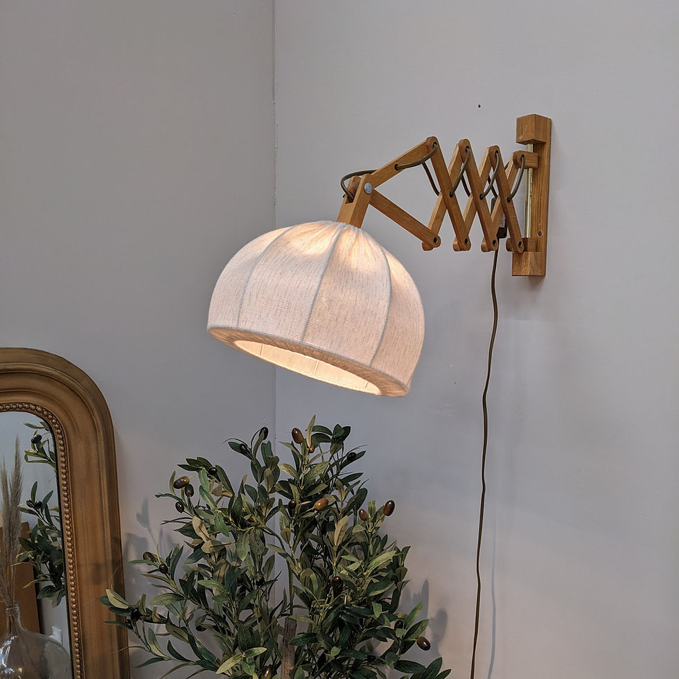 Applique Murale Bras Accordéon (vue de loin et allumée)