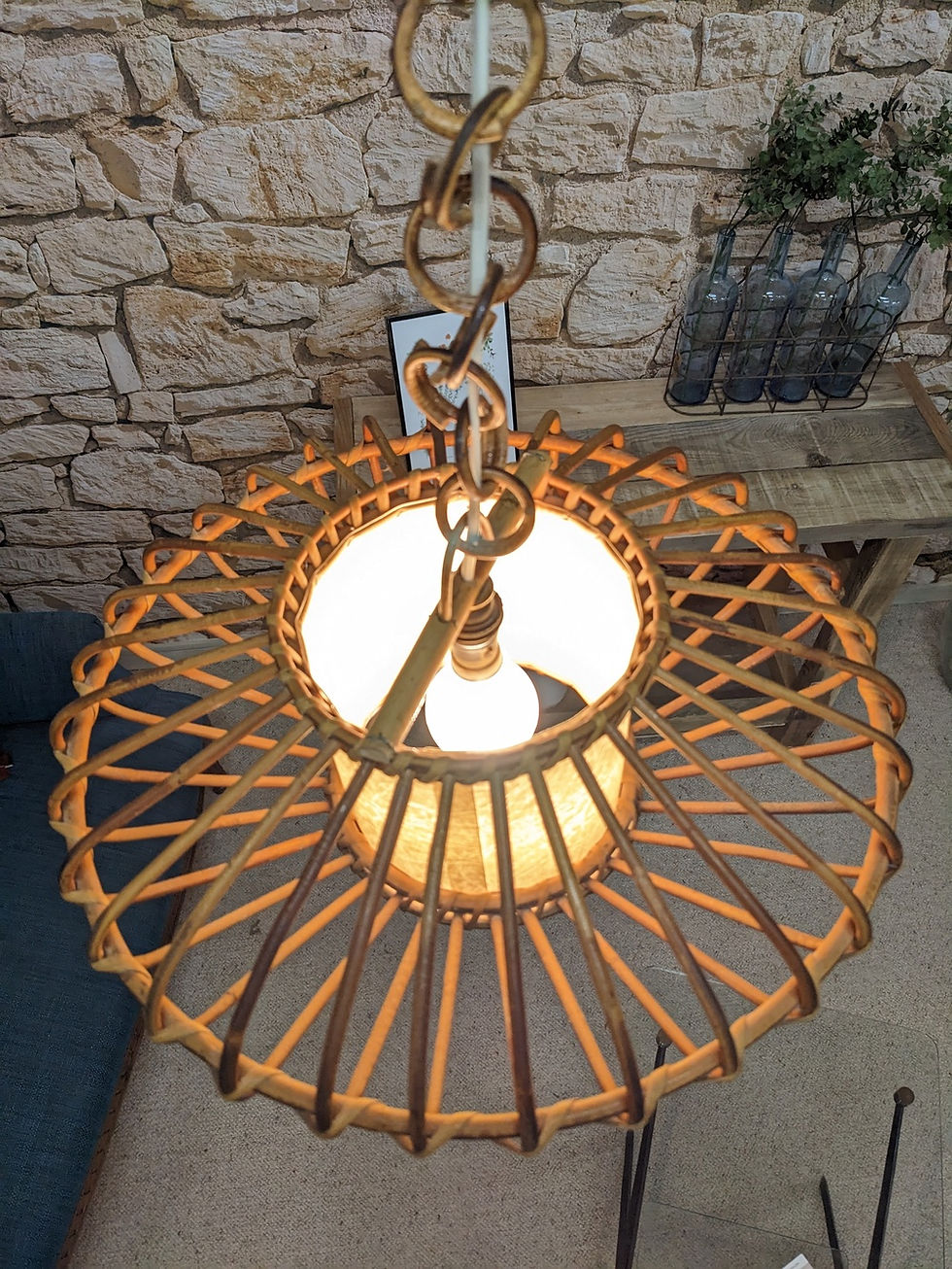 Miniature : Suspension louis sognot en rotin