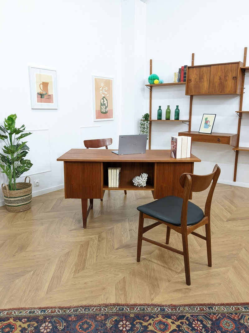 Bureau scandinave vintage 6 tiroirs à paris