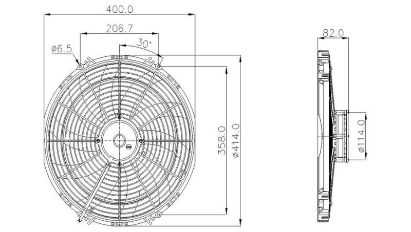 Küçük resim: FAN 16" REVERSIBLE EMİCİ / İTİCİ 12 V 225W 6403446 FAZ