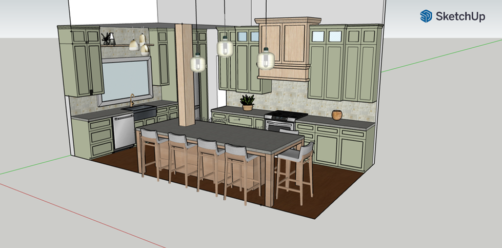 Digital Drawing of full Kitchen