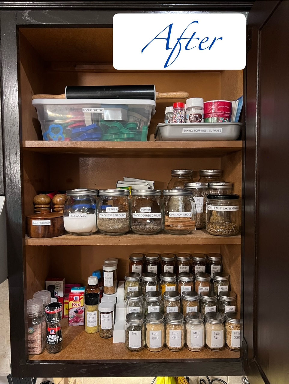 Spice cabinet after