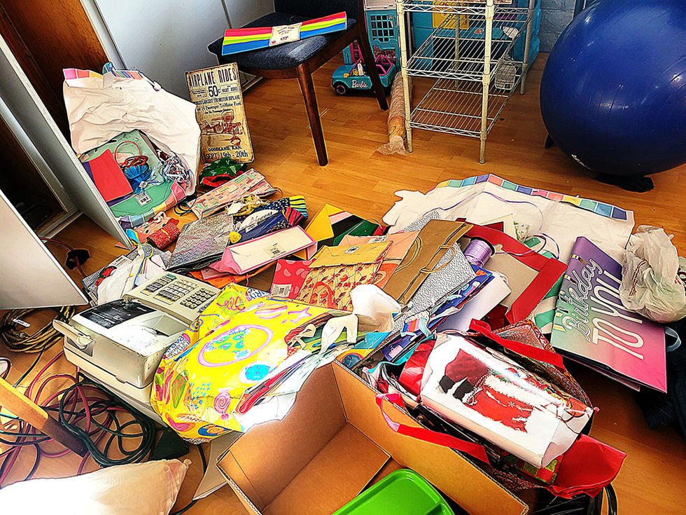 Disorganized gift wrap