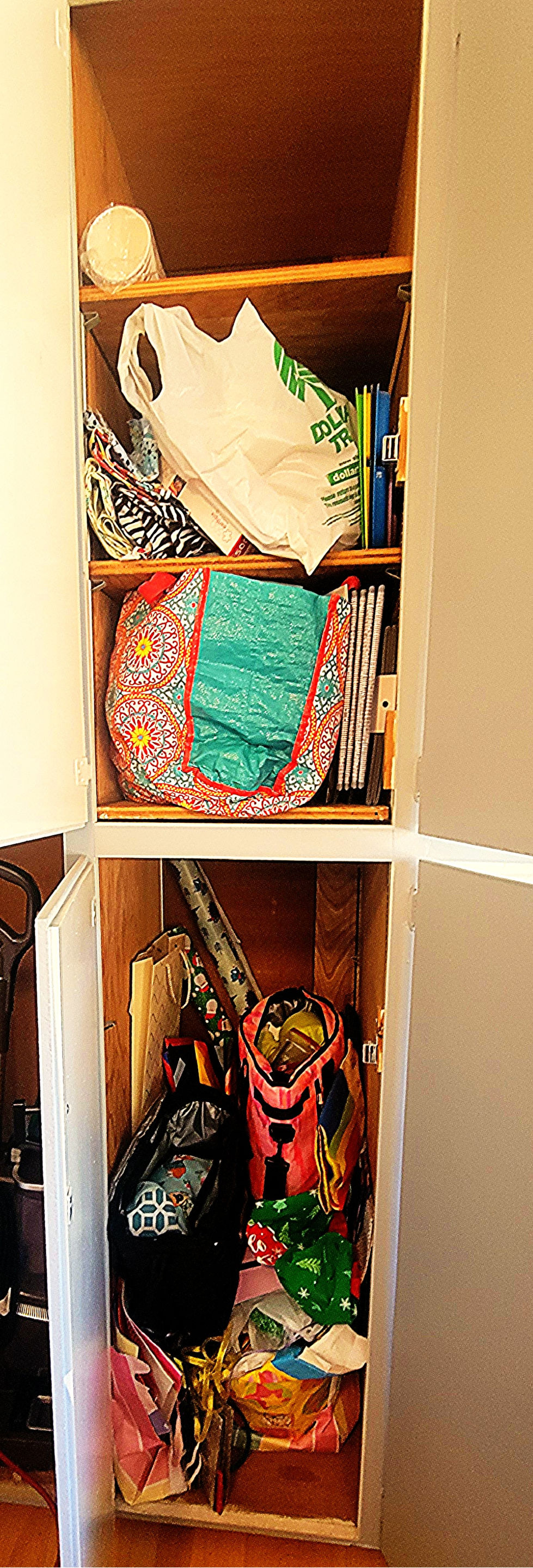 Before giftwrapping cabinet
