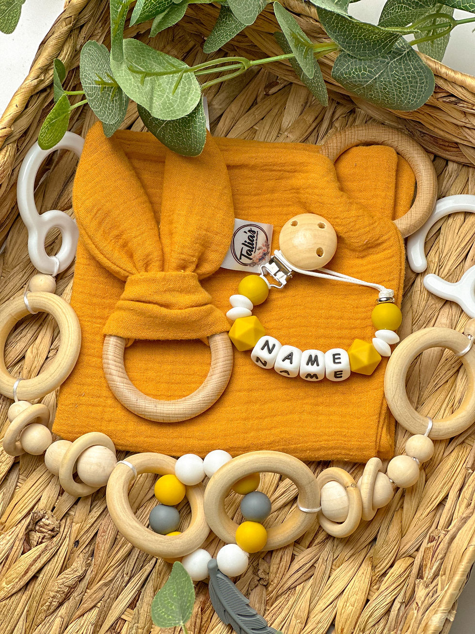 Thumbnail: Dummy Clip, Muslin, Crinkle Bunny Ear & Pram Garland