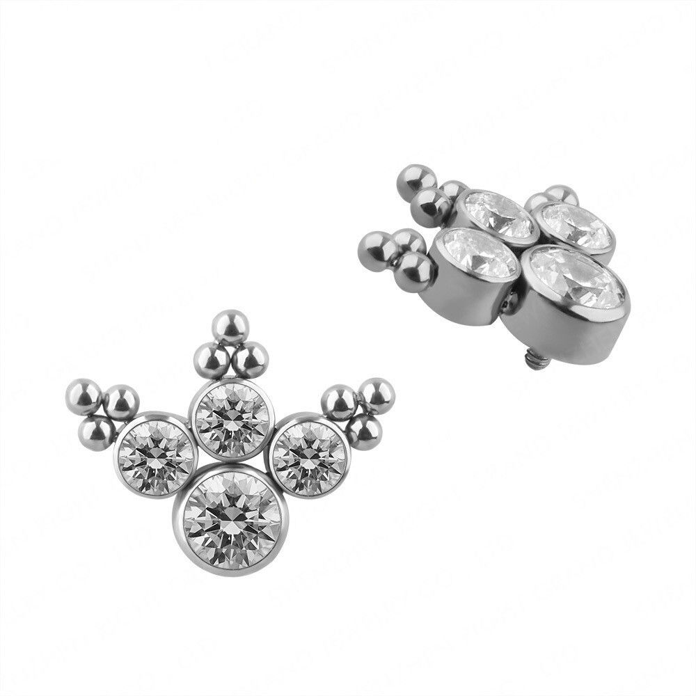 סוגר טיטניום הברגה אינטרנל אשכול עם 4 אבן לבנה