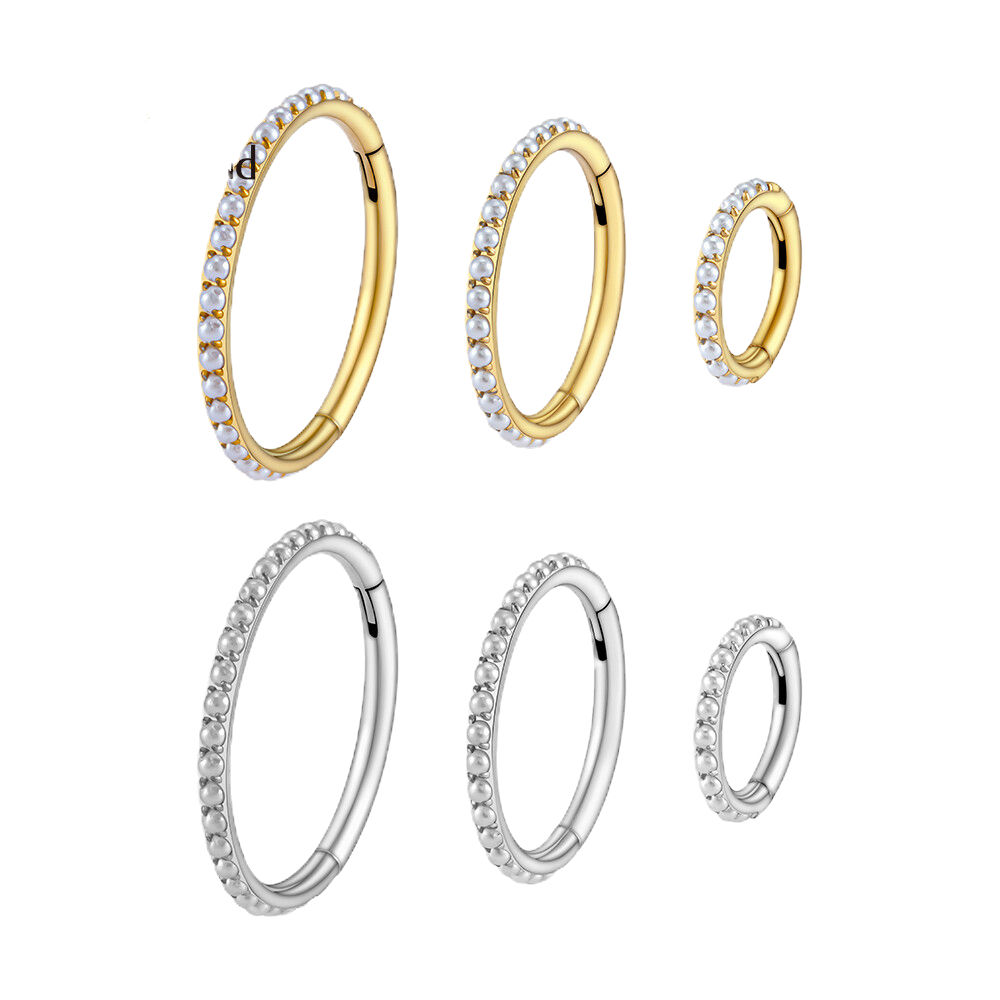 קליקר טיטניום עם פנינים לבנות