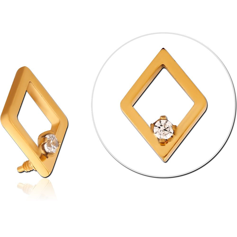 סוגר טיטניום ציפוי זהב 14 קראט הברגה אינטרנל מעוין עם אבן