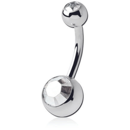 בננה טבור טיטניום הברגה אינטרנל 2 אבן לבנה | The Piercing Shop